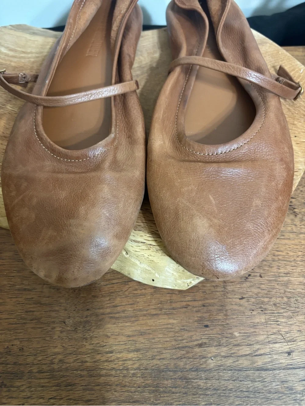 Steve Madden Soft Brown Leather Mary Jane Ballet Flats Buckle Strap Sz 9